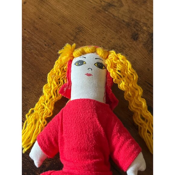 Vintage 3 in 1 Rag Doll Granny  Red-Riding Hood & Wolf Quilted Fabric Lace Doll - Picture 8 of 16